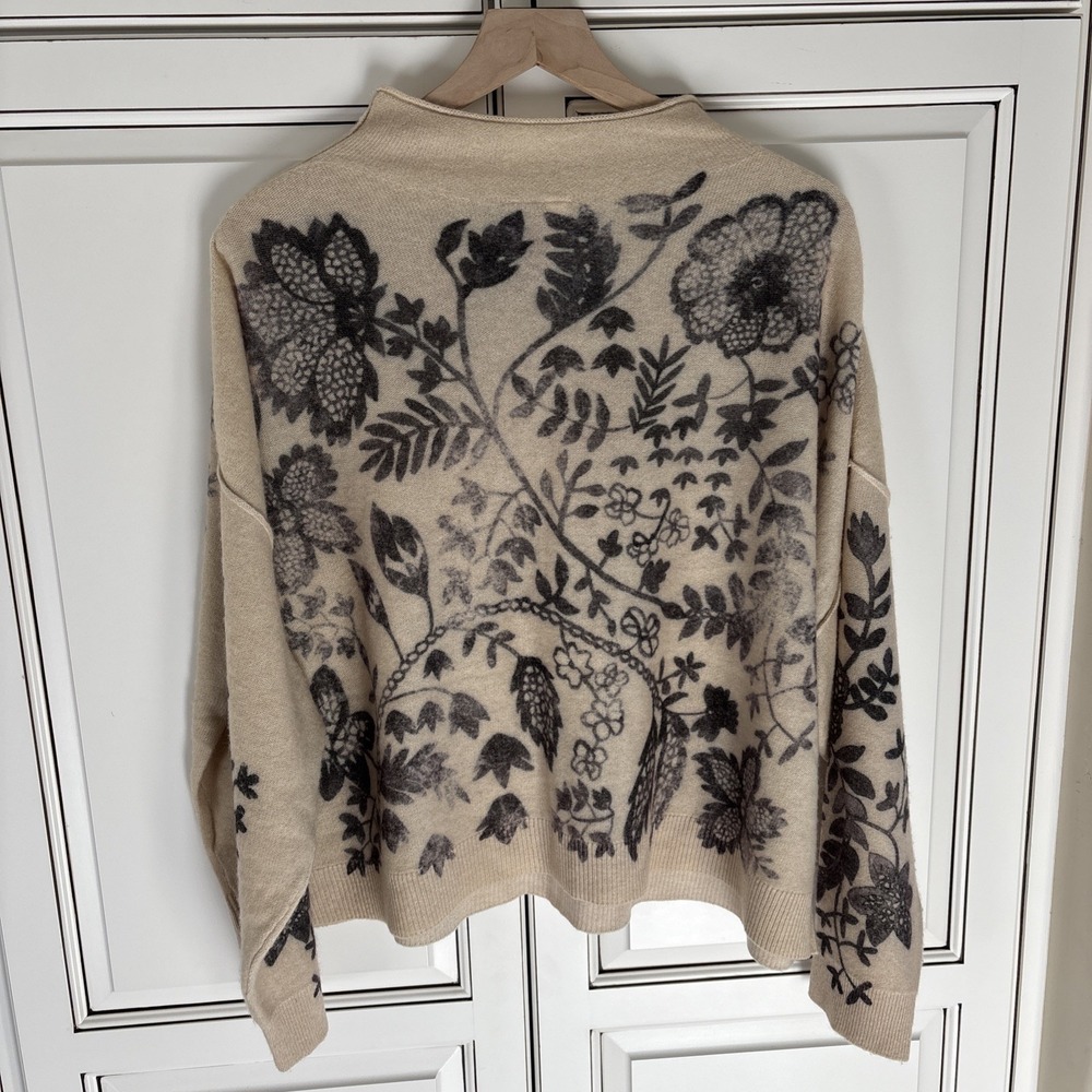Anthropologie The Alani Cashmere‎ Pilcro Mock-neck Sweater Beige Floral Large - Picture 16 of 16